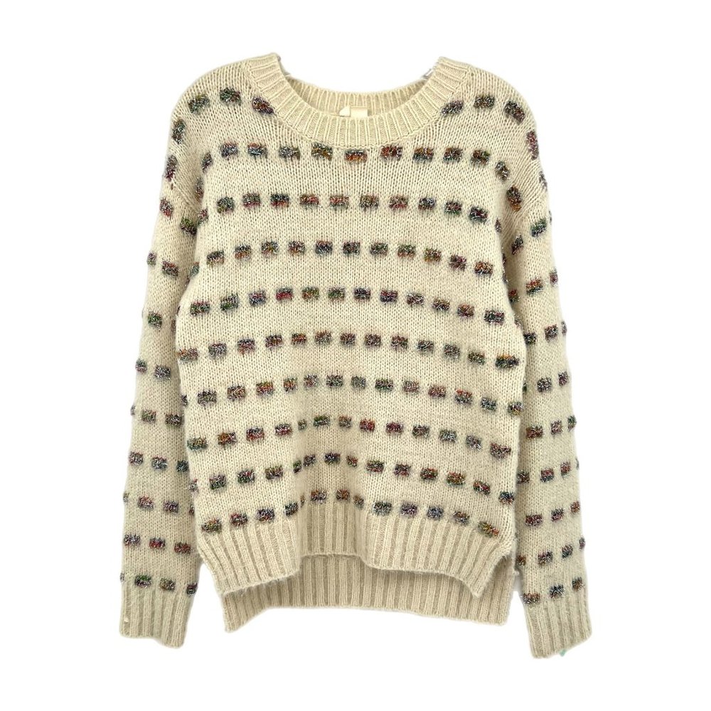 Moth Cream Pullover Sweater | Multicolored Tinsel Detail